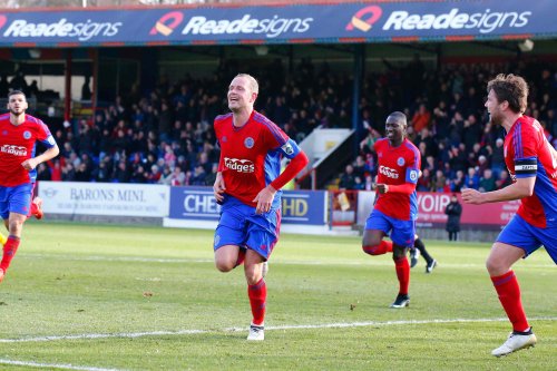 26/12/2016.  Aldershot Town v Woking FC. Scott RENDELL celebrates his second