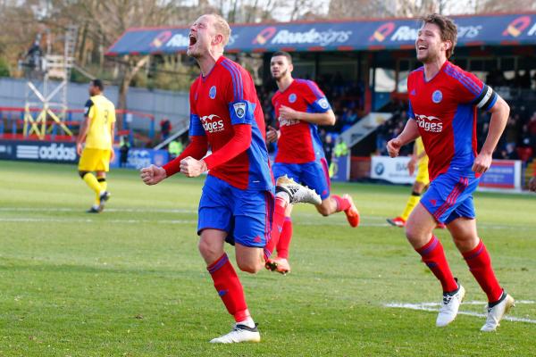 26/12/2016.  Aldershot Town v Woking FC. Scott RENDELL celebrates his second