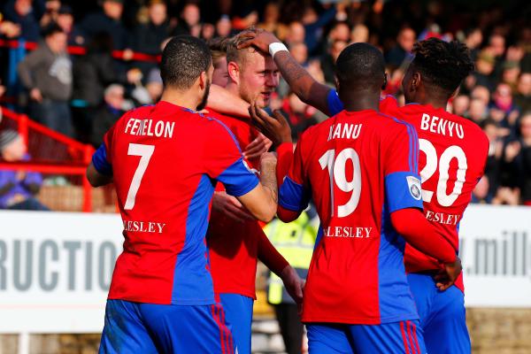 26/12/2016.  Aldershot Town v Woking FC. Scott RENDELL celebrates his second