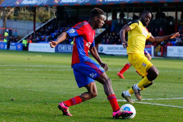 26/12/2016.  Aldershot Town v Woking FC.  MENSAH crosses for RENDELLS third