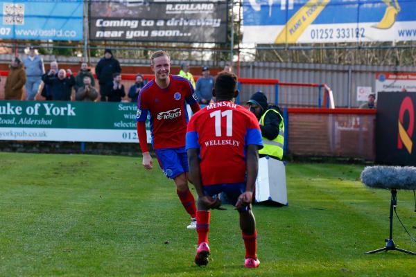 26/12/2016.  Aldershot Town v Woking FC. RENDELL celebrates with MENSAH