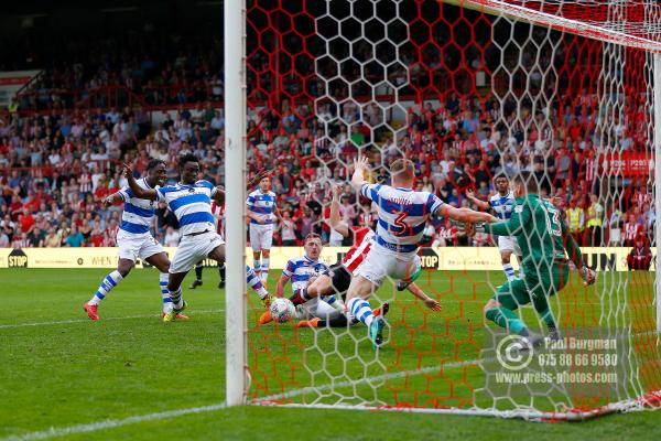 21/04/2018. Brentford v Queens Park Rangers SkyBet Championship Action from Griffin Park. Brentford's Sergi CANOS scores