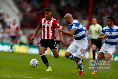 21/04/2018. Brentford v Queens Park Rangers SkyBet Championship Action from Griffin Park.  Brentford's Ollie WATKINS at full tilt