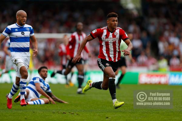 21/04/2018. Brentford v Queens Park Rangers SkyBet Championship Action from Griffin Park.  Brentford's Ollie WATKINS