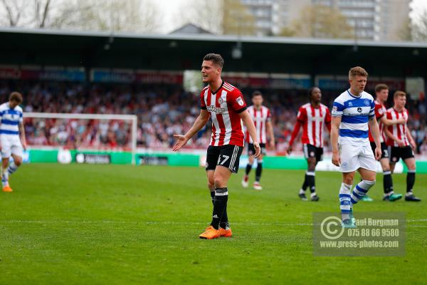 21/04/2018. Brentford v Queens Park Rangers SkyBet Championship Action from Griffin Park.  Brentford's Sergi CANOS