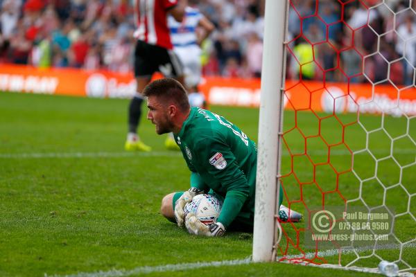 21/04/2018. Brentford v Queens Park Rangers SkyBet Championship Action from Griffin Park.  QPR’s Goalkeeper Matt INGRAM saves penalty