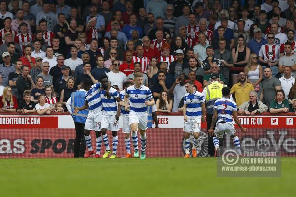 21/04/2018. Brentford v Queens Park Rangers SkyBet Championship Action from Griffin Park.  QPR’s Idrissa SYLLA celebrate