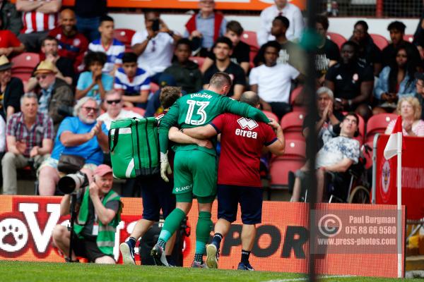 21/04/2018. Brentford v Queens Park Rangers SkyBet Championship Action from Griffin Park.  QPR’s Goalkeeper Matt INGRAM injured