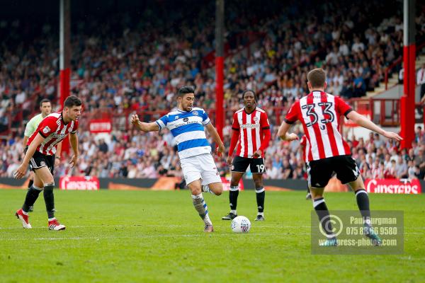 21/04/2018. Brentford v Queens Park Rangers SkyBet Championship Action from Griffin Park.  QPR’s Massimo LUONGO shoots