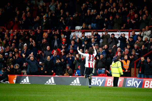 25/02/2017. Brentford FC v Rotherham United. JOTA Celebrates