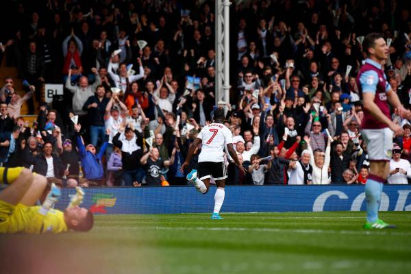 17/04/2017. Fulham FC v Aston Villa.  Match Action. Fulham’s NEESKENS KEBANO celebrates