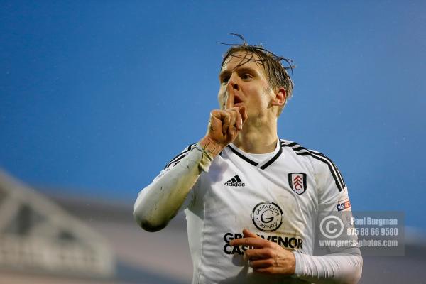 3/02/2018. Fulham v Nottingham Forrest. Match Action from the SkyBet Championship at Craven Cottage Fulham’s Stefan JOHANSEN celebrates