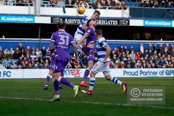 17/02/2018. Queens Park Rangers v Bolton Wanderers. SkyBet Championship Action from Loftus Road. QPR’s Matt SMITH