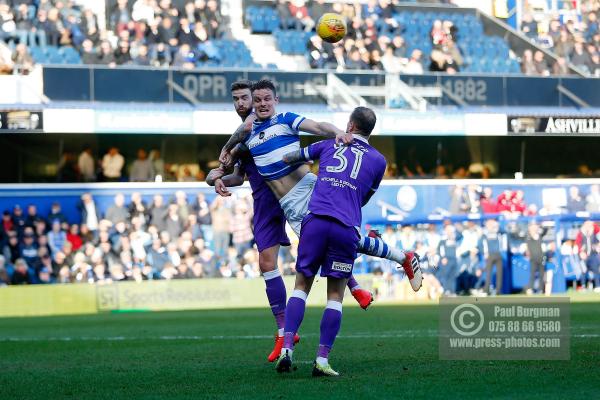 17/02/2018. Queens Park Rangers v Bolton Wanderers. SkyBet Championship Action from Loftus Road. QPR’s Matt SMITH