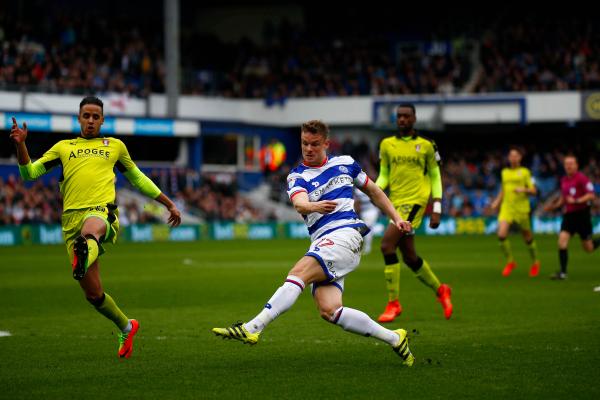 18/03/2017. QPR v Rotherham United. Action from the match. SMITH scores