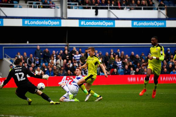 18/03/2017. QPR v Rotherham United. Action from the match. FREEMAN scores