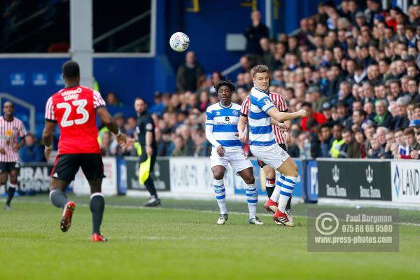 10/03/2018. Queens Park Rangers v Sunderland. Action from the SkyBet Championship at Loftus Road.  QPR’s Matt SMITH & QPR’s Eberechi EZE