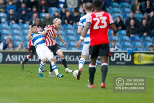 10/03/2018. Queens Park Rangers v Sunderland. Action from the SkyBet Championship at Loftus Road.  QPR’s Massimo LUONGO