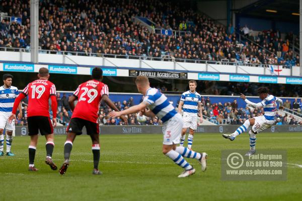 10/03/2018. Queens Park Rangers v Sunderland. Action from the SkyBet Championship at Loftus Road.  QPR’s Eberechi EZE free kick hits wall