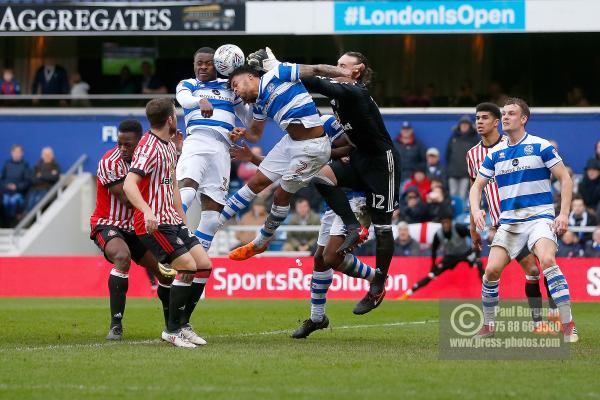 10/03/2018. Queens Park Rangers v Sunderland. Action from the SkyBet Championship at Loftus Road.  QPR’s Darnell FURLONG & QPR’s Bright OSAYI-SAMUEL & Sunderland’s Goalkeeper Lee CAMP