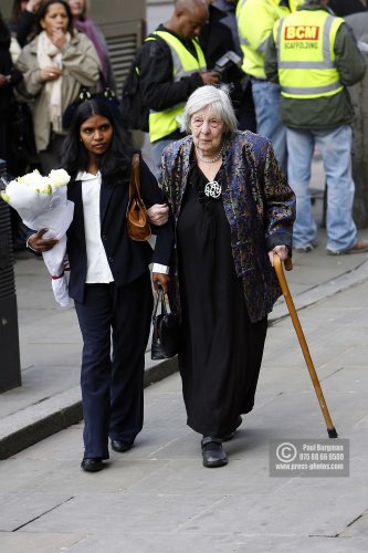 09/03/2009 Wendy Richards Funeral Arrivals. Anna Wing with her carer
