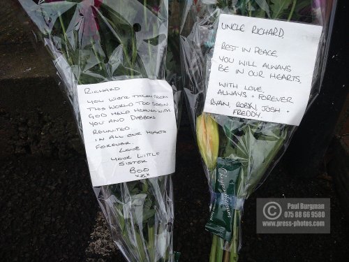 05/01/2015 Flowers left at the Guildford City Club after the death of Richard Stroud