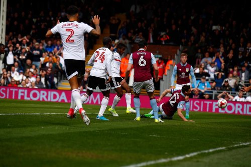 17/04/2017. Fulham FC v Aston Villa.  Match Action. Fulham’s Ryam SESSEGNON scores